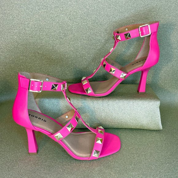 torrid Shoes - Torrid Pink Studded Cage Stiletto Heel Sandal 10.5WW